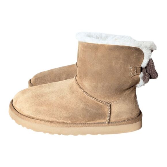 UGG Mini Bailey Bow Corduroy "Chestnut" Winter Boot Size 8 - Picture 2 of 9